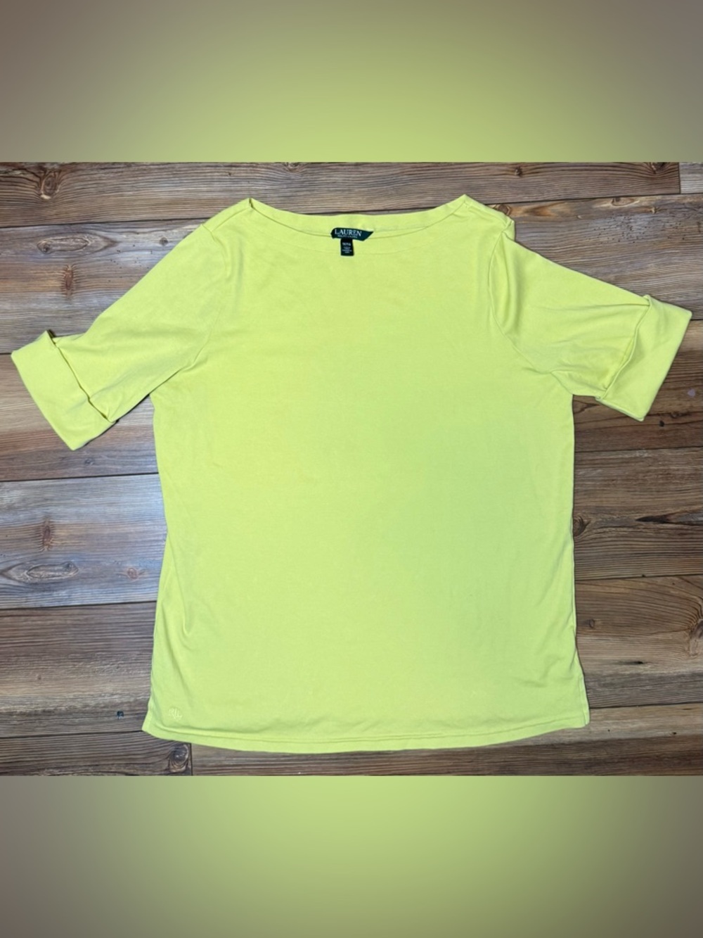 Lauren Ralph Lauren Womens 1X Yellow Short Sleeve Top Plus Size Knit